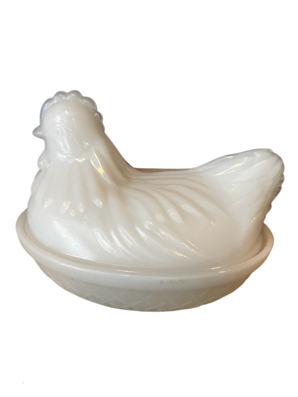 Vintage Hazel Atlas Mini Milk Glass Hen on Nest Covered Dish 3” White